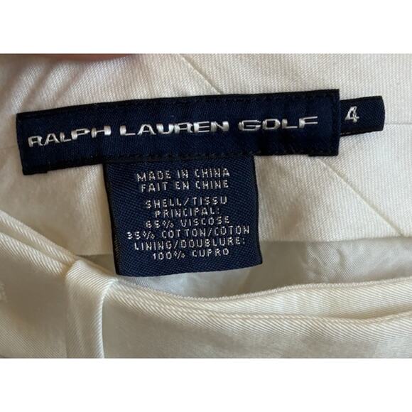 VTG 90s Ralph Lauren Golf Women Cream Shorts Trouser Pockets Bermuda Luxury Sz 4 - Picture 5 of 16